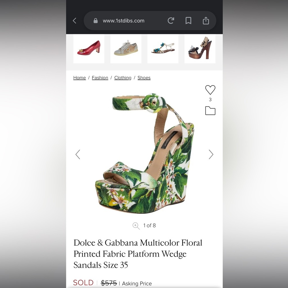 Dolce & Gabbana BIANCA Floral Printed Fabric Platform Wedge Sandals 36.5 - Picture 11 of 11